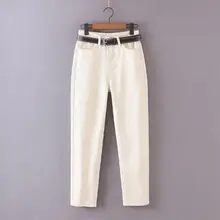 

2021 fashion women mom jeans pants with belt long trousers strethy waist pockets zipper female pants