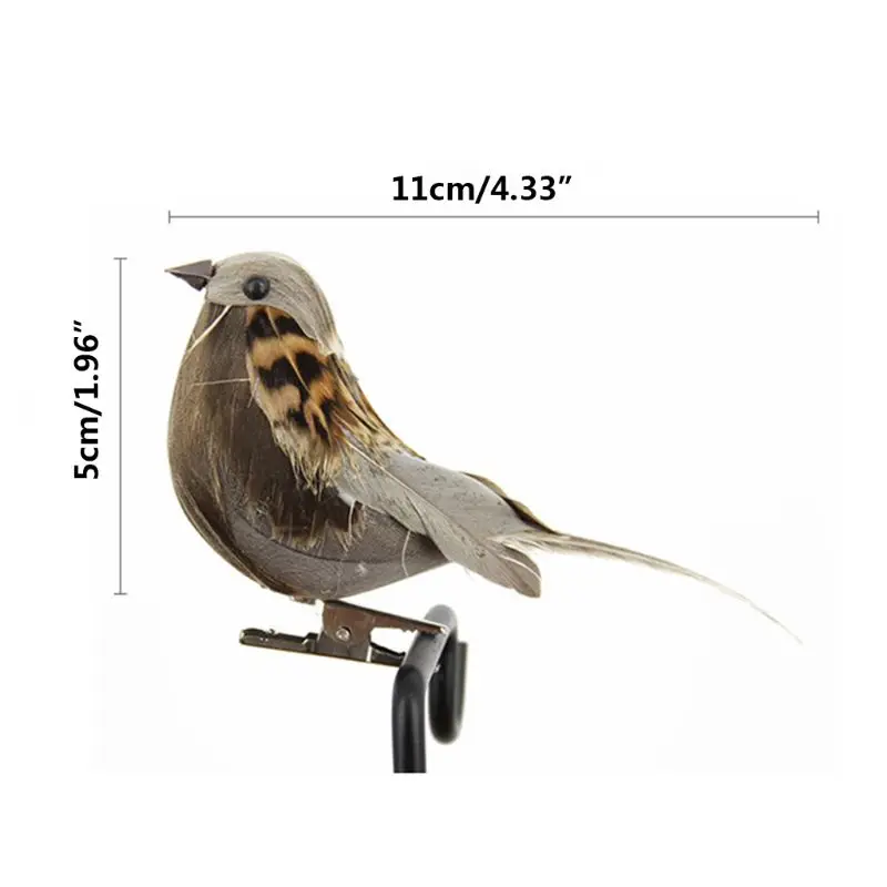 12 Pcs Artificial Foam Feather Simulation Bird with Clips for Christmas Tree Dec