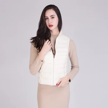 

White Duck Down-Jacket Vest Winter Jacket Warm Women Sleeveless Solid Colour Coat Out Wear Light-weight Overcoat Large Size 3XL