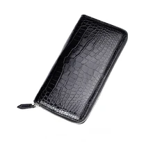 

No Stitching Men's Crocodile Leather Handbag Mid-length Leather Clutch Business Zipper Multi-card Position Folder Bag for Men