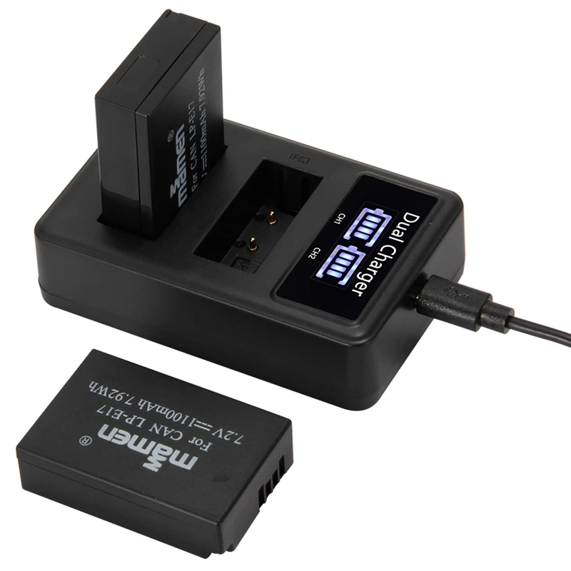 ABHU-3Pcs 1100 мА/ч, LP-E17 LPE17 LP E17 цифровой Камера Батарея+ USB ЖК-дисплей двойной Зарядное устройство для Canon M3 M5 M6 поцелуй X8I 750D 760D T6I T6S