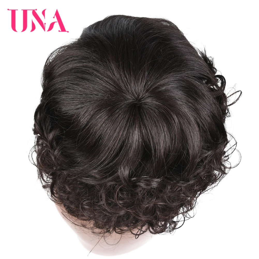 UNA Human Hair Wigs for Women Short Curly 120% Density 11 Colors 8 Inches Full Machine Mad