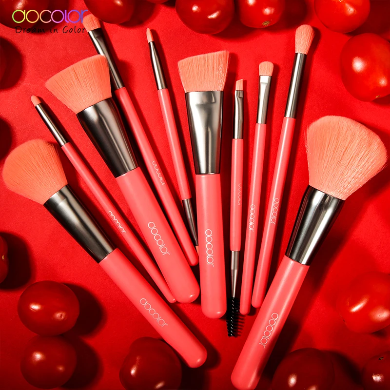 10Pcs Neon Makeup Brushes Powder Foundation Eyeshadow Professional Make Up Brushes Set Hair Synthetic Cosmetics Brush