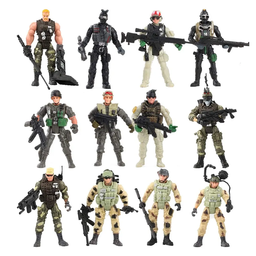 12 Pack Forze Speciali Esercito Combattimento Swat Soldato Action Figures Con Armi Militari E Accessori (4 Pollici)
