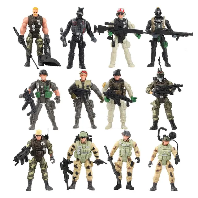 12 Pack Special Forces Army Combat SWAT Soldier Action Figures with Military Weapons and Accessories (4-Inches) 1