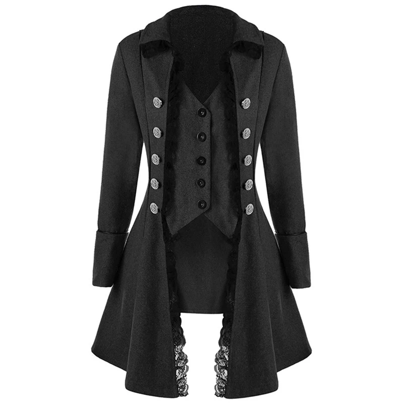 Женские Ретро-топы с кружевными пуговицами, винтажное викторианское пальто с длинными рукавами, готический корсет, рок, Женская куртка в псевдостаринном стиле для косплея