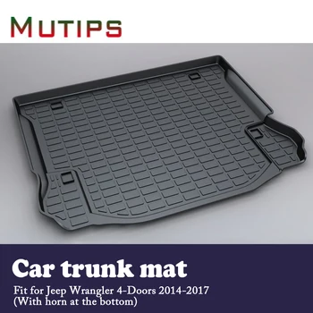 

Mutips 1Set Car Cargo rear trunk mat For Jeep Wrangler 4-Doors With horn on the bottom 2014 2015 2016 2017 Anti-slip mat Styling