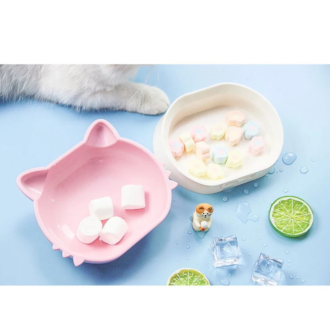 Creative 2 In 1 Pet Food Bowls Multifunction Creative Cat Face Decor Pet Water Food Bowl For Cat Dog Pet Feeding Supplies