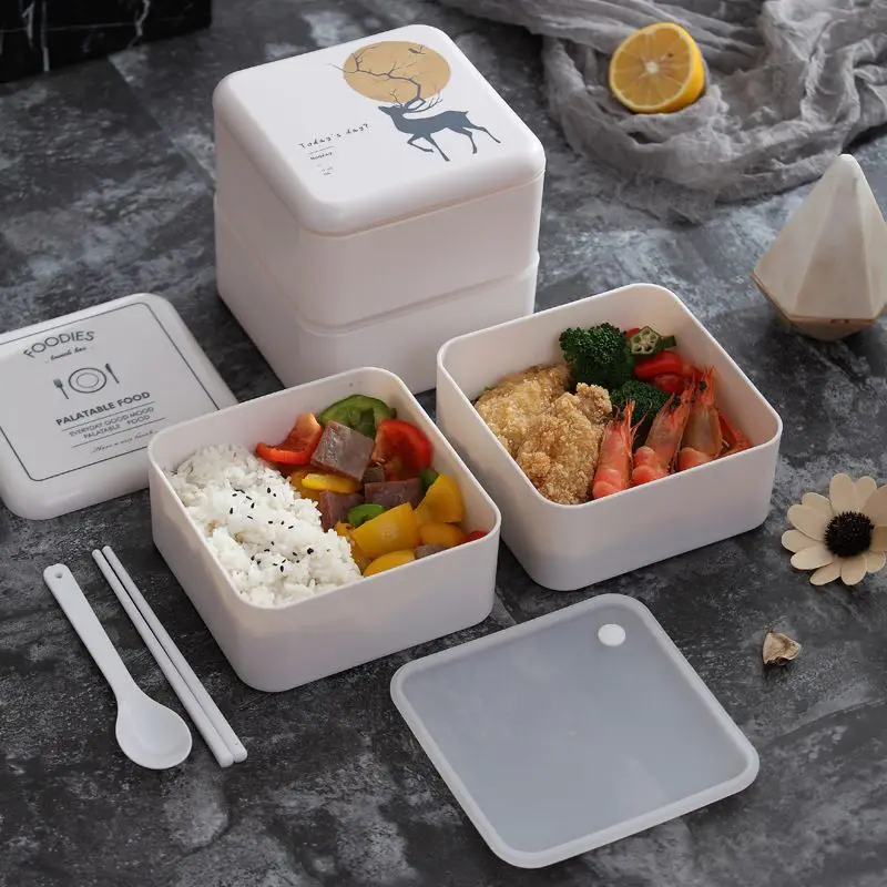 

Portable Healthy Material Lunch Box Square Bento Boxes Microwave Dinnerware Lunch Box Container For Picnic Student Office Worker