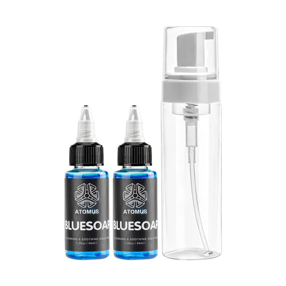 

2pcs 40ml Blue Soap Soothing Solution Bottle Tattoo Cleaning Body Aftercare Tattoo Studio Supply Tool Tattoo Kit