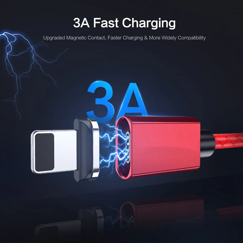 Магнитный кабель Moucit 3A 1 м кабель Micro usb type C для iPhone Быстрая зарядка USB C магнитное зарядное устройство для телефона Xiaomi samsung Cabo