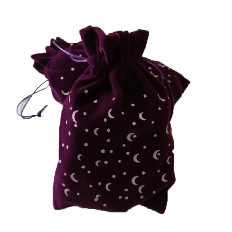 Bolsa de terciopelo de luna de estrellas, Tarots, bolsa de tarjetas de oráculo, bolsa de almacenamiento de cristal de adivinación de bruja