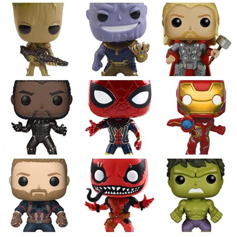 Marvel Avengers: Thanos Ironman Spiderman Thor Captain American Venom Hulk Black Panther Figure Vinyl Model Toys | Игрушки и хобби