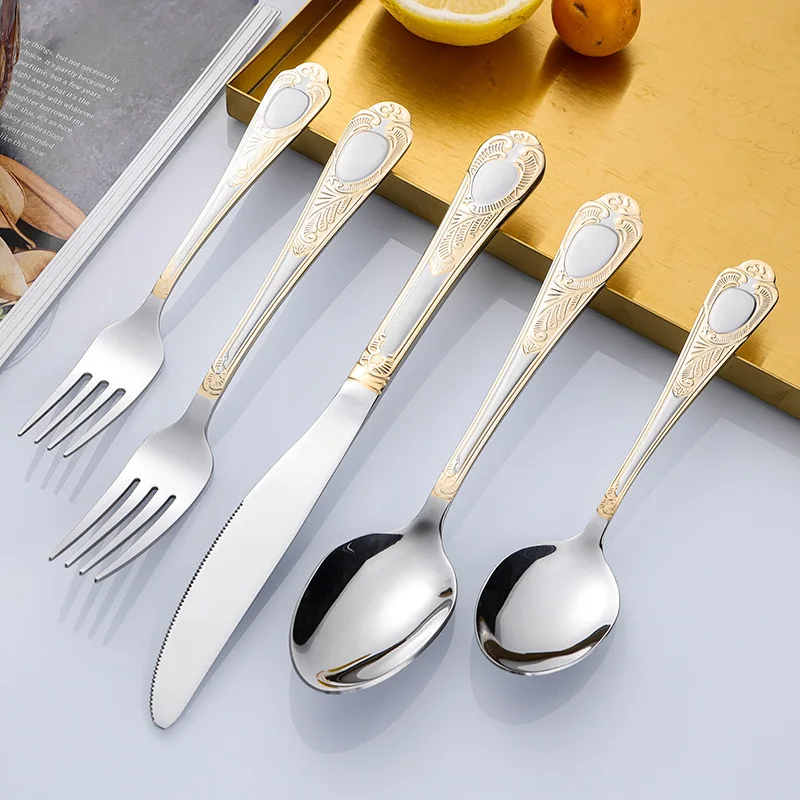 

Nordic Tableware sets Stainless Steel Knife Fork Spoon dinnerware sets luxury zero waste Table cutlery kitchen device sets gift