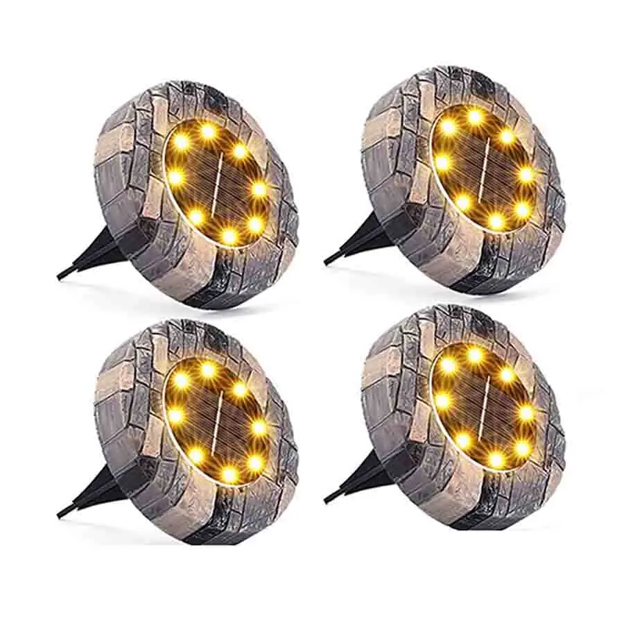

Simulated Marble Solar Ground Light 8LED Outdoor Solar Garden Disk Light Waterproof Solar In-Ground Deck Light