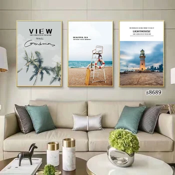 

3-piece setNatural scenery Nordic canvas painting mural mountain forest sea landscape print and poster bedroom home background d