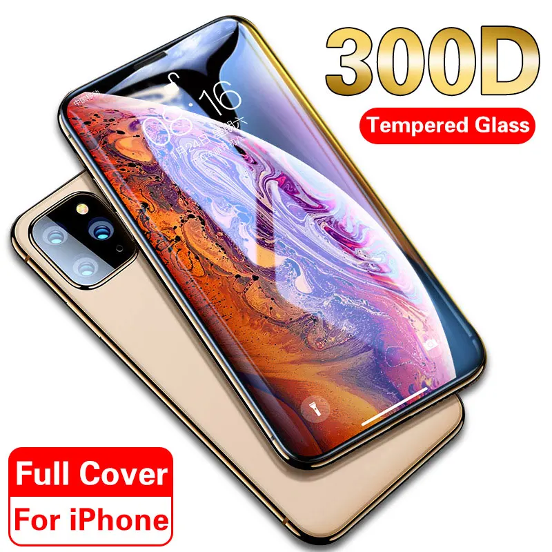 300D полное покрытие закаленное стекло для iphone 11 Pro X XR XS MAX стекло iphone 11 Pro защита экрана защитное стекло на iphone 11