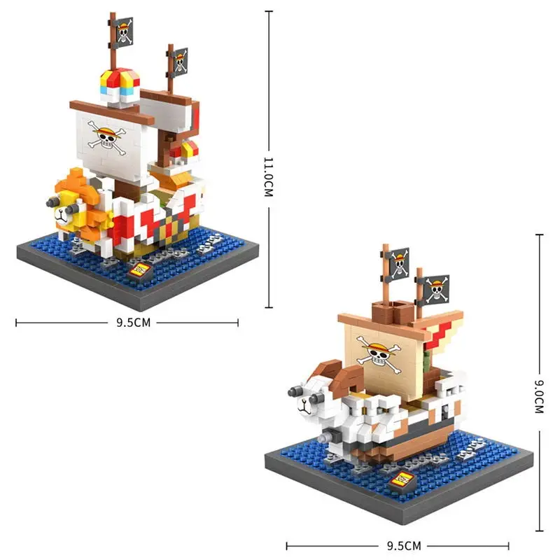

Funny japan Animation one piece micro diamond building block Going Merry Thousand Sunny pirate ship nano bricks model toys
