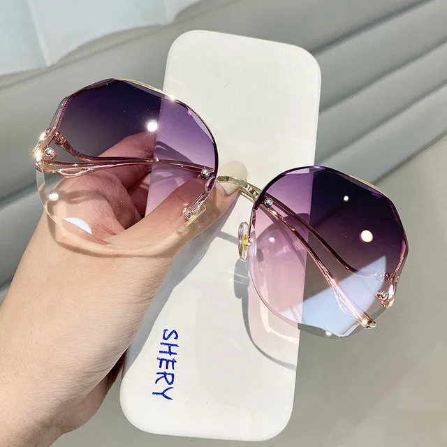 2022 Rimless Sunglasses Fashion Sunglasses Women Tide Vasos Decorativos Luxury Lunette De Soleil Femme Vintage Zonnebril Dames G04