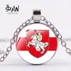 SIAN Republic of Belarus National Emblem Necklaces White Knight Art Photo Glass Cabochon Pendant Necklace For Men Jewelry Gifts ► Photo 1/6