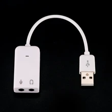 

PC Mac With Cable 3D USB 2.0 Virtual 7.1 Channel External Audio Sound Card Adapter Cards White