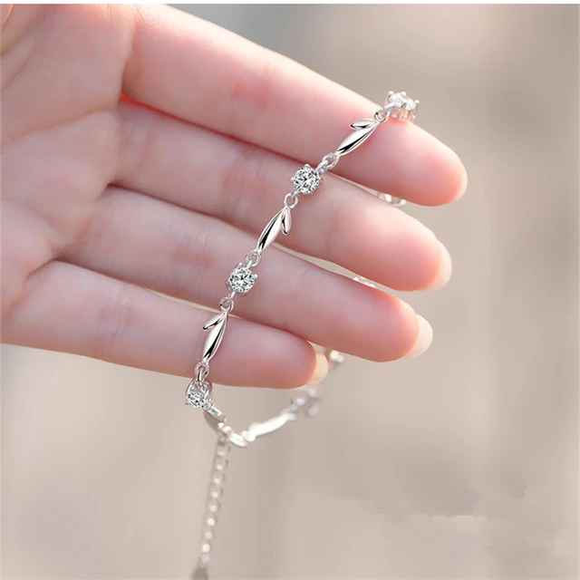 DAINTY Women /Girl 925 Sterling Silver Heart Mixed Chain Love Hand Bracelet  6-7