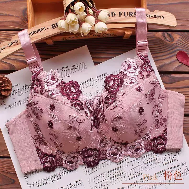 Women's Full coverage Underwired Lightly Lined bra Floral Embroidered Plus Size Minimizer bra 38 40 42 44 46 48 B C D E F G  H