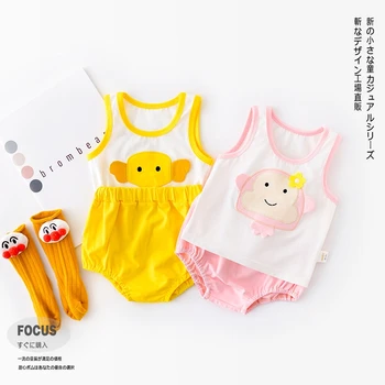 

Summer New Baby Cute Cartoon Pattern Vest +Pants