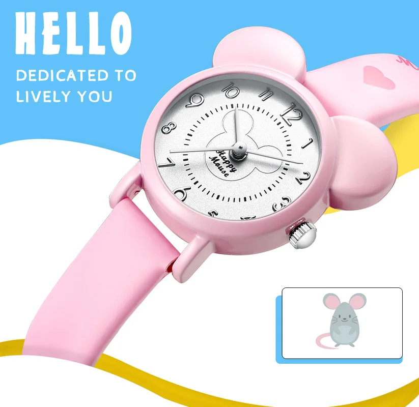 

KDM Kinder Horloge Jongens Kids Watch for Children Student Sport Watch Girls Pink Wristwatch Leather Strap Cute Gifts 0010