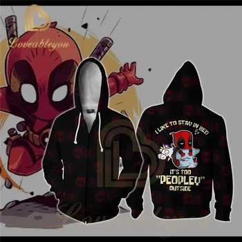 

2019 New Deadpool Black Hoodie Cosplay Costume Sweatshirt Zipper Streetwear New Men's Sweatshirts Hip Hop Sudadera Hombre