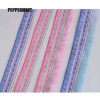 Buy 1yard 7mm Pink Embroidery Tassel Ethnic Fringe Lace Trim Trimming Ribbon Sewing Latin Dress Stage Garment Curtain Decorative Online - Image 5
