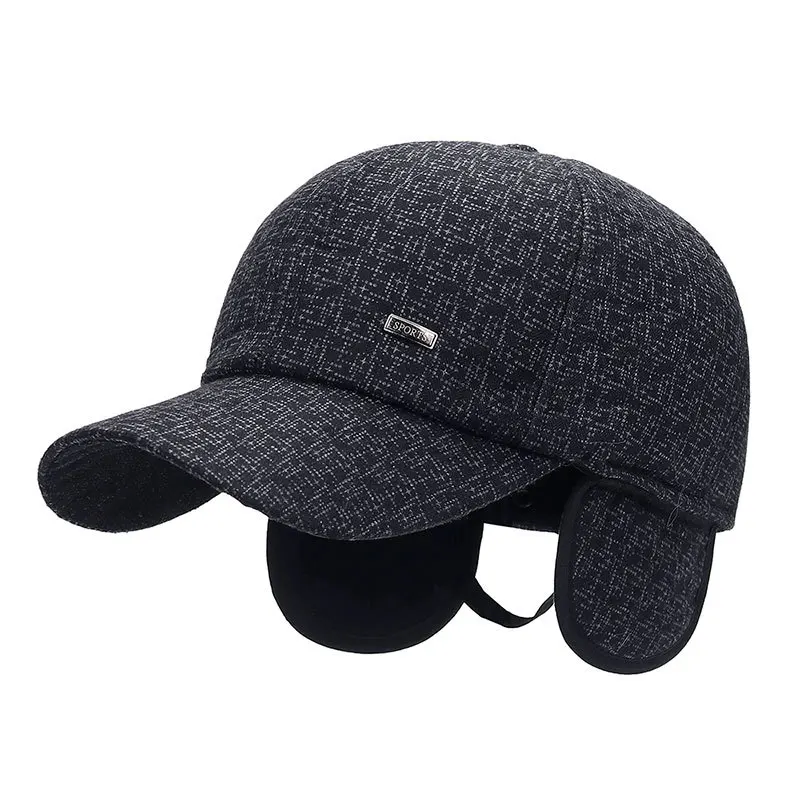 Фибоначчи, новинка, Мужская зимняя теплая бейсбольная кепка с ушками, теплая шапка для мужчин среднего возраста, шапка для папы
