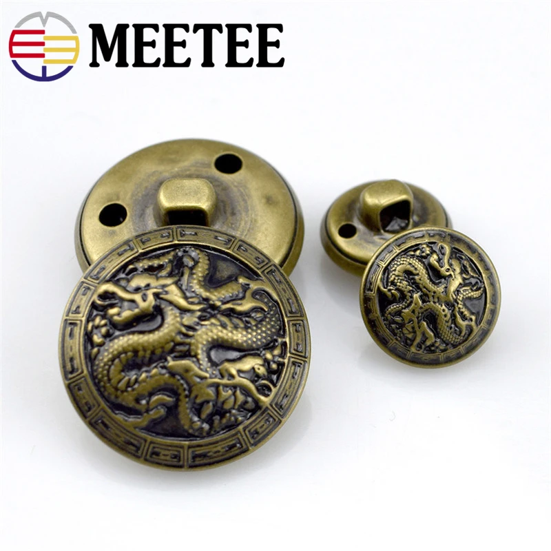 Старинные бронзовые металлические пуговицы Meetee 50 шт. дракон для костюмов рубашек