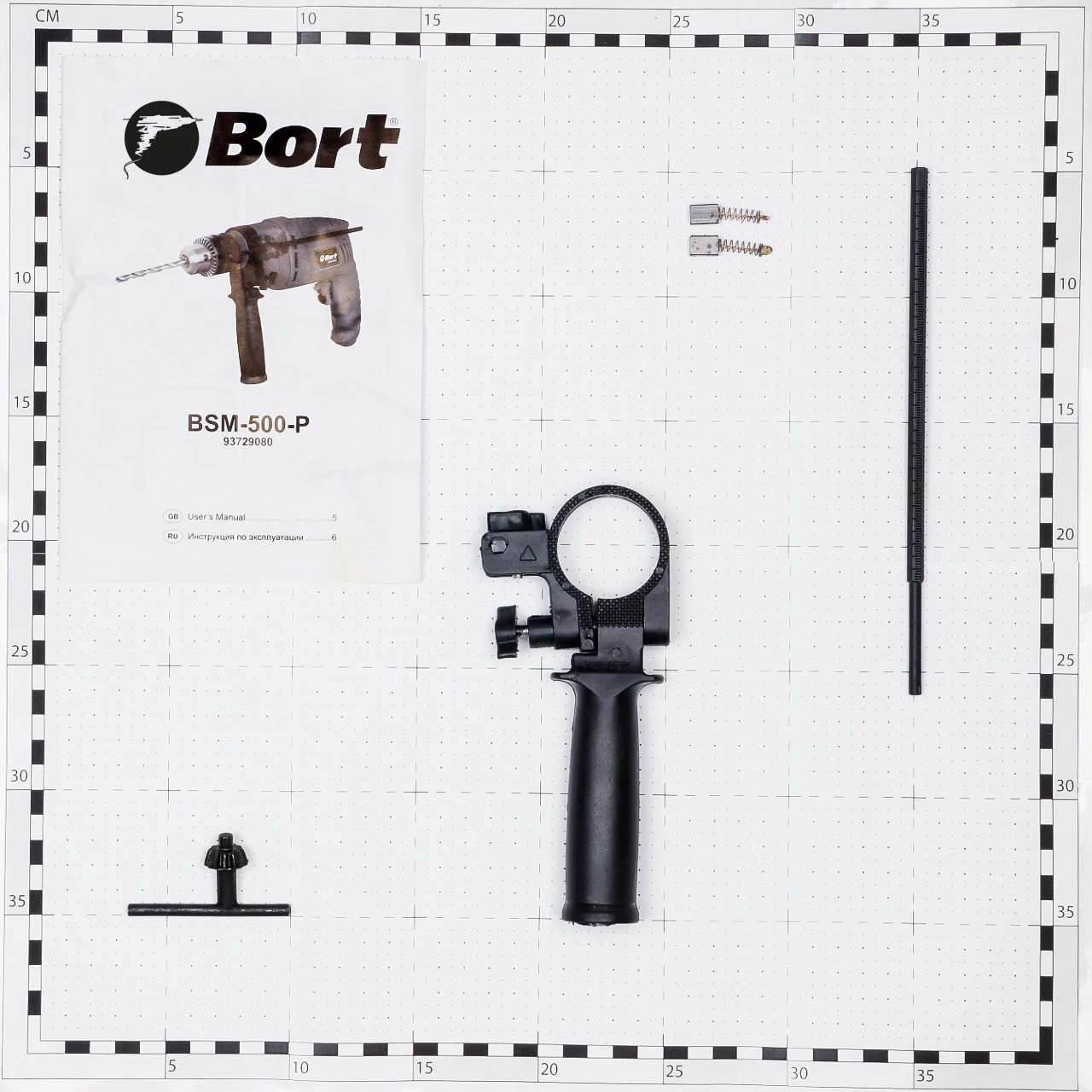 Дрель ударная Bort BSM-500-P (Мощность 500 Вт, 3000 об/мин холостого хода, диаметр сверления: дерево 25 мм / бетон 13 мм / металл 10 мм, диаметр патрона 13 мм, реверс, регулировка скорости)