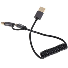 Выдвижной Micro USB type C кабель зарядного устройства 2 в 1 Весна Спиральный Android USB-C Быстрая зарядка кабель мобильного телефона 60 см/120 см/150 см