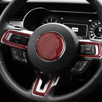 

Accessories Steering Wheel trim Red Frame 4PCS For Ford Mustang Interior
