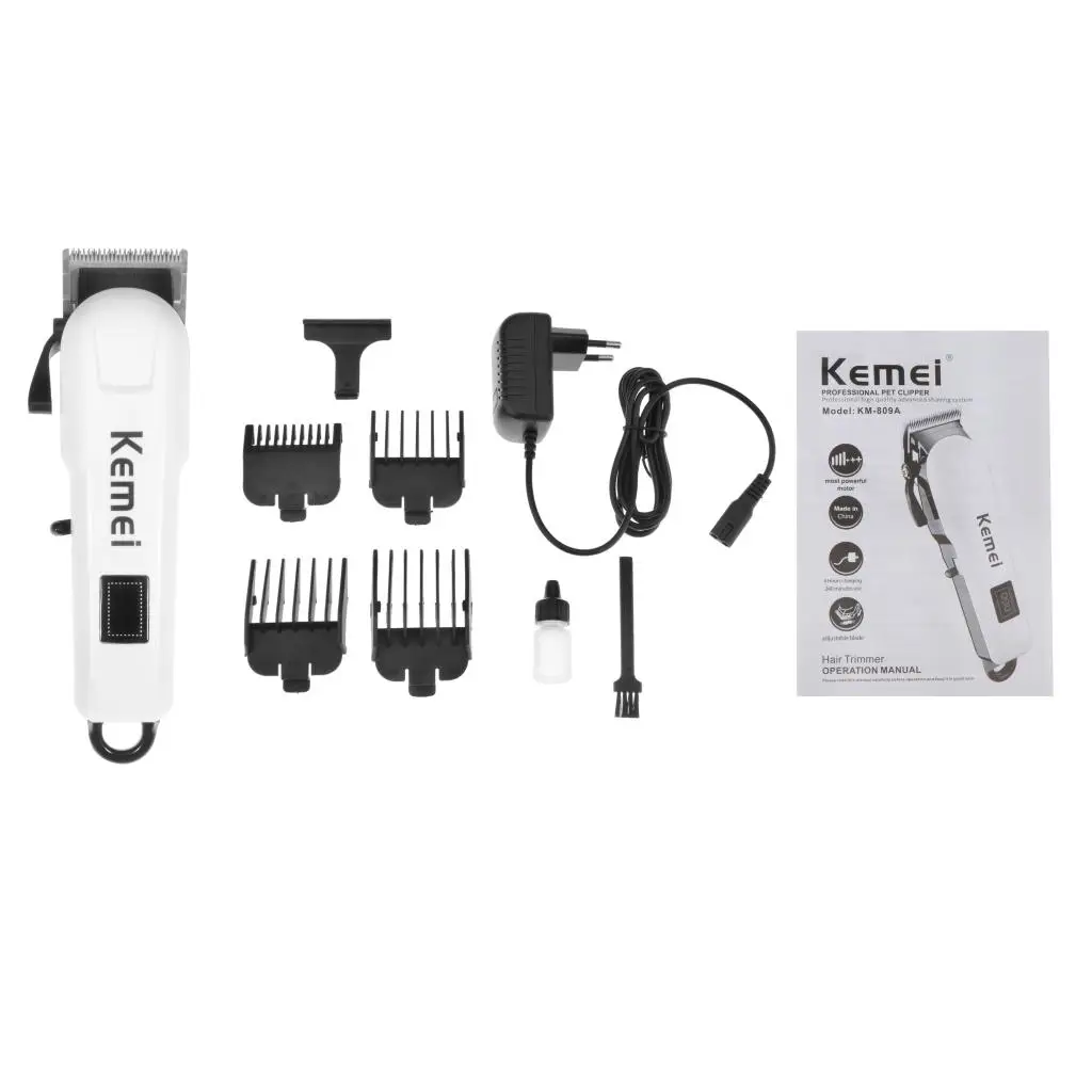 Kemei KM-809A Men's Electric LCD Hair Clipper Professional Rechargeable Trimmer Haircut Machine Barber Shop Shaver EU Plug HOT