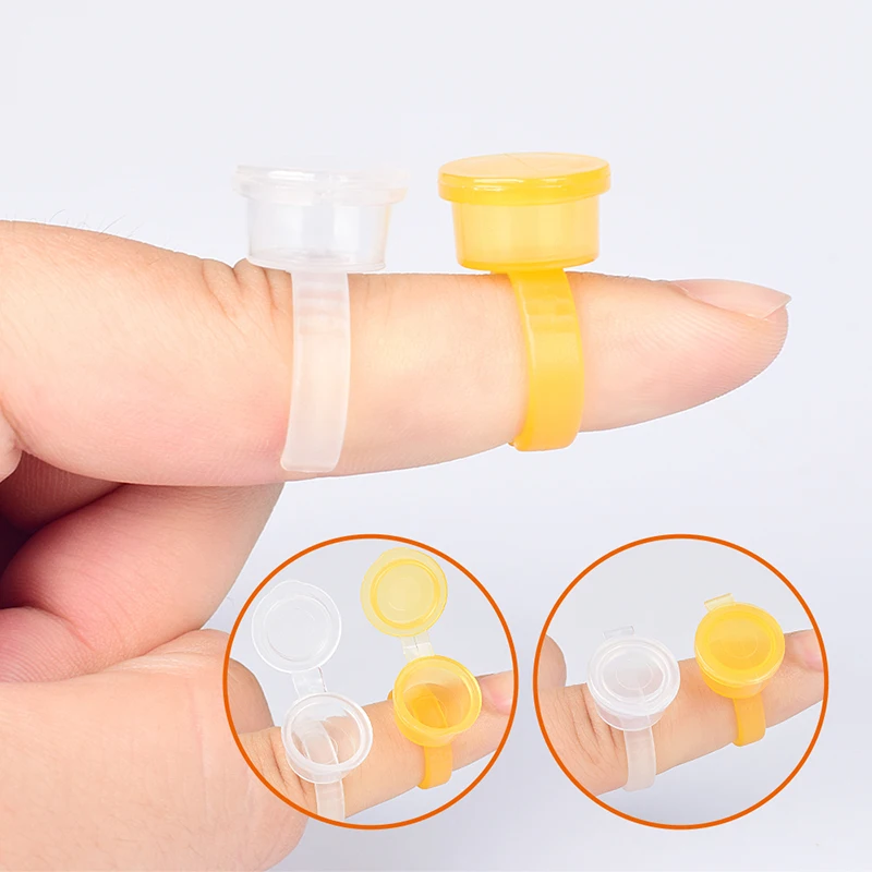 Disposable 50pcs Tattoo Ink Rings Cups Permanent Makeup Pigment Holder Eyebrow Eyelash Extension Glue Divider Container