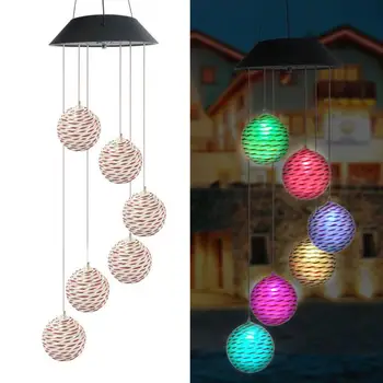 

LED Solar Light Wind Chime Lamp Colorful Gradient Hanging Lamp for Outdoor Courtyard Christmas Holiday Decoration