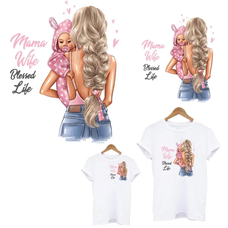

Mom Wife Boss Patches Iron On Transfers For Clothing Women Baby T-shirt Hoodies Thermal Sticker On Clothes Decoration Accessory