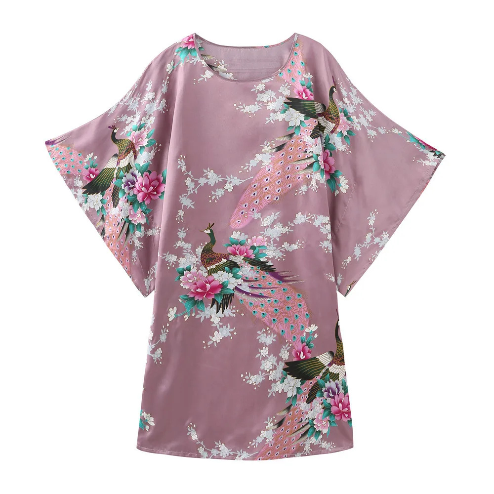 

Chinese Women Satin Kimono Gown Big Size Home Clothing Bathrobe Pink Lounge Home Wear Sexy Sleepwear Night Wear Robe Night Dress