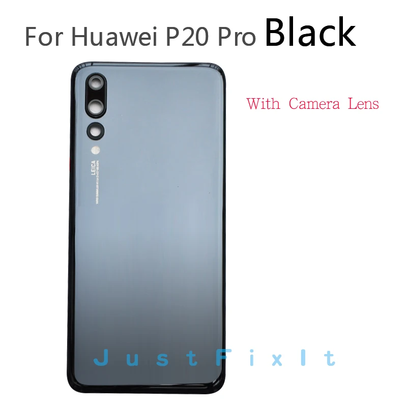 Замена для huawei P20 Pro Задняя стеклянная крышка с объективом камеры для huawei P20 Pro крышка батареи Задняя Дверь Корпус чехол - Цвет: Black With Lens