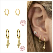 925 пробы, серебряные серьги для женщин, золотые маленькие серьги-кольца, серьги для девушек, серьги для пирсинга, серьги в стиле панк, подвеска с молнией, aretes R5