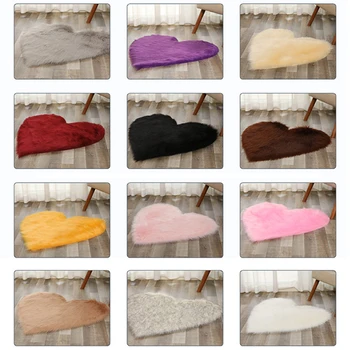 

Breathable Antiskid Floor Doormats Spinning Wool Heart Shape for Living Room Pure Color Kids Bedroom Mat Rug Decor Multi Purpose