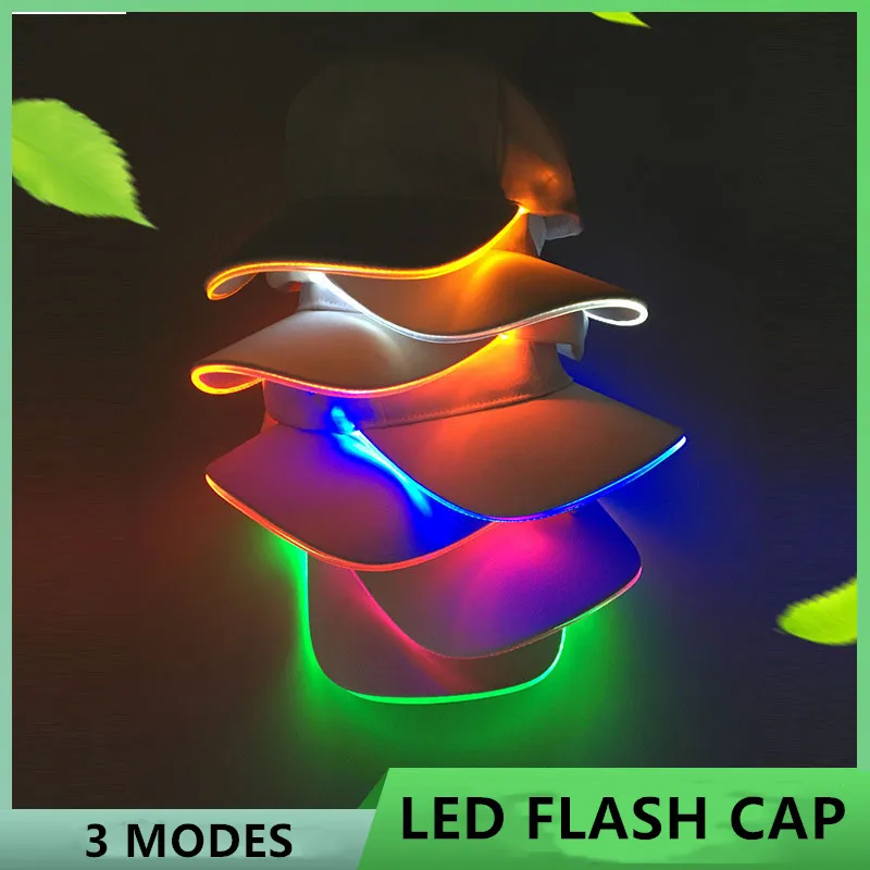 

New Fashion LED Light Flash Headlight Baseball Cap LED Lighted Glow Club Party Black Fabric Traveling Hat Baseball Cap Headlamp