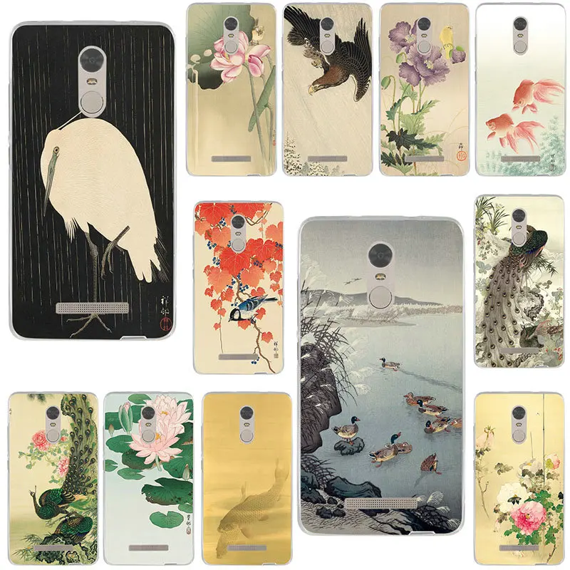 Цветы птицы рыба павлин искусство картина для Xiaomi Mi Note 2 3 4 4C 4i 5 5S 5X 6 6X 8 9 SE A1 A2 Lite Plus