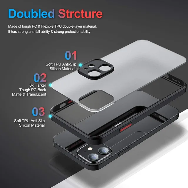 For iPhone 13 Pro Max Shockproof Bumper Clear Phone Case For iPhone 12 11 Pro Max XR X XS 7 8 Plus Soft Silicon Matte Hard Cover 4