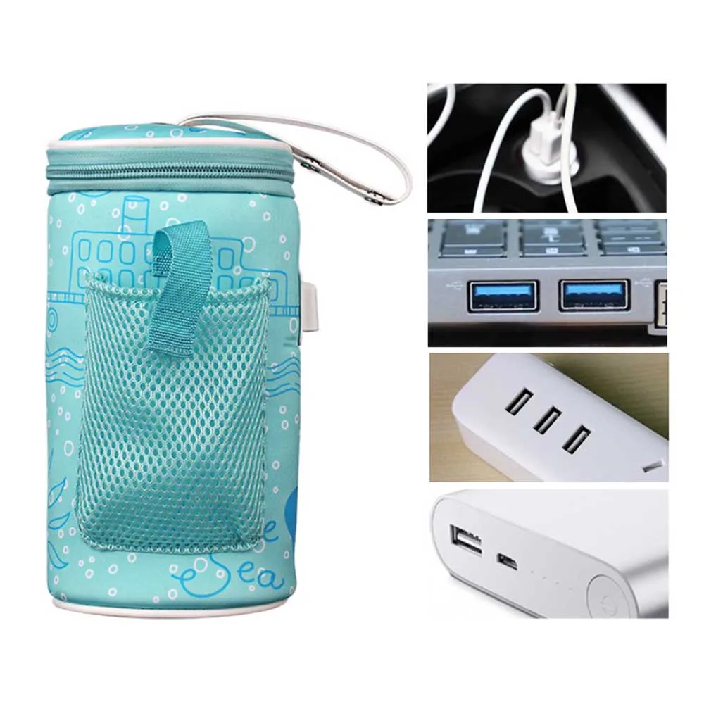 Baby Outdoor Bottle Thermostat Bag Car Portable USB Heating Intelligent Warm Milk Tool Insulation Cover 11.5*21cm