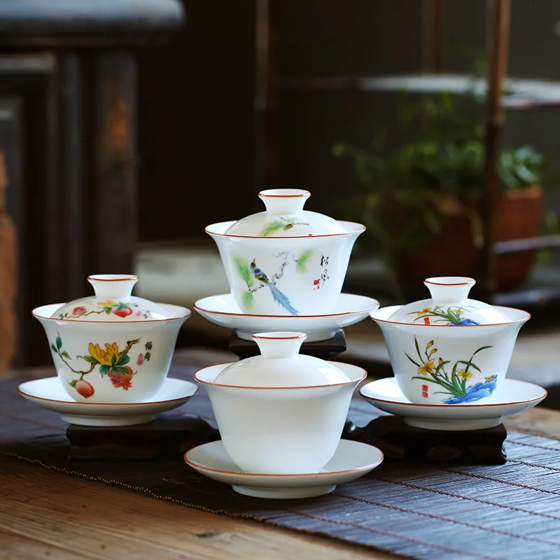 Керамическая чайная чашка китайская Gaiwan 4 2 дюйма большие чайные чаши чайный
