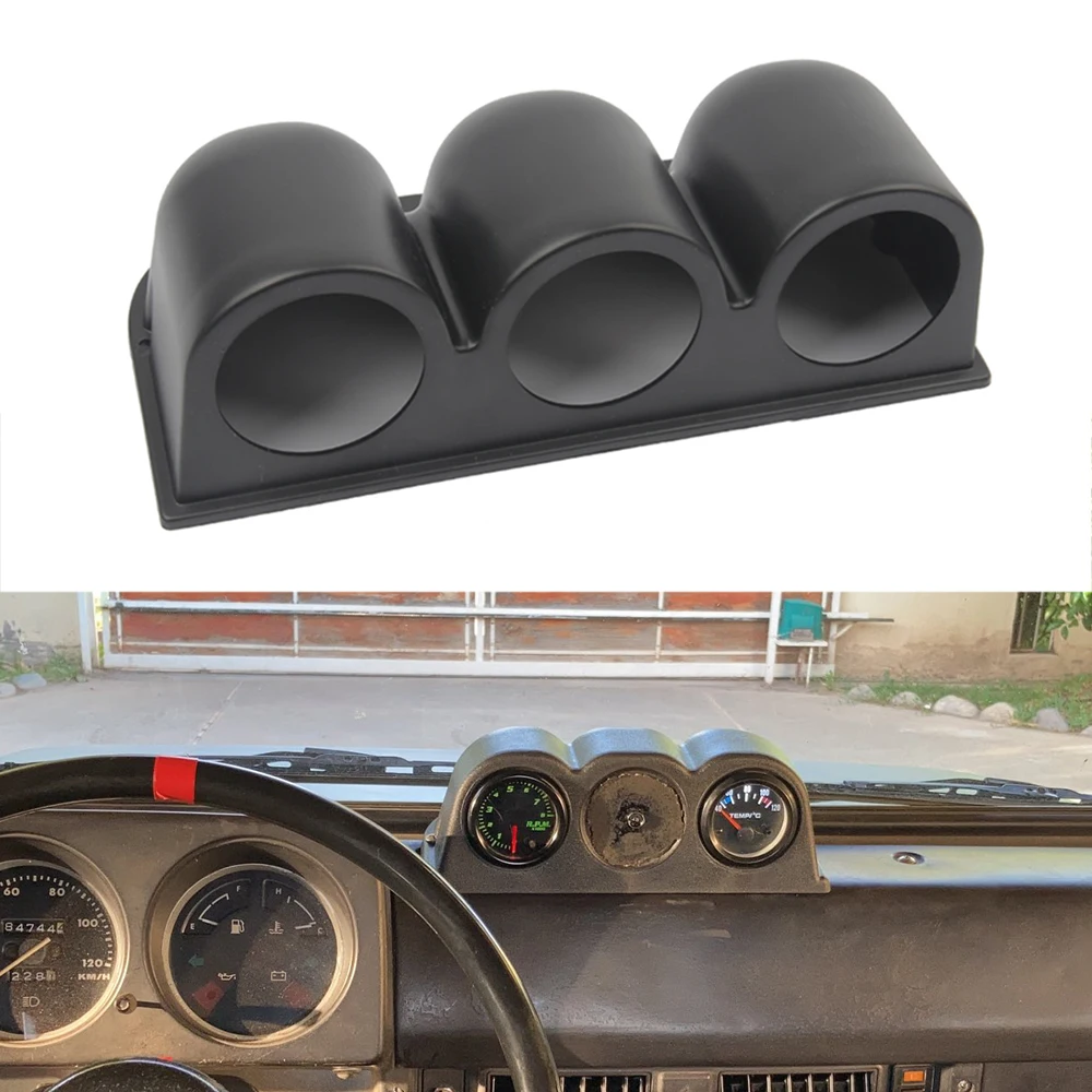Triple Gauge Pod Universal 52mm 2" Triple 3 Hole Dashboard Gauge - Foto 3